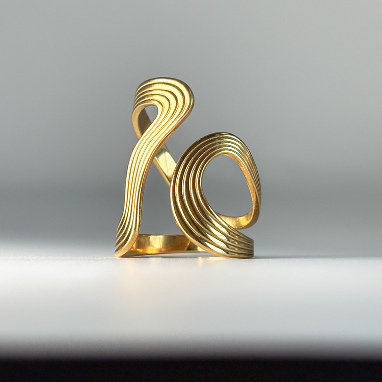 Wide Gold Wave Ring