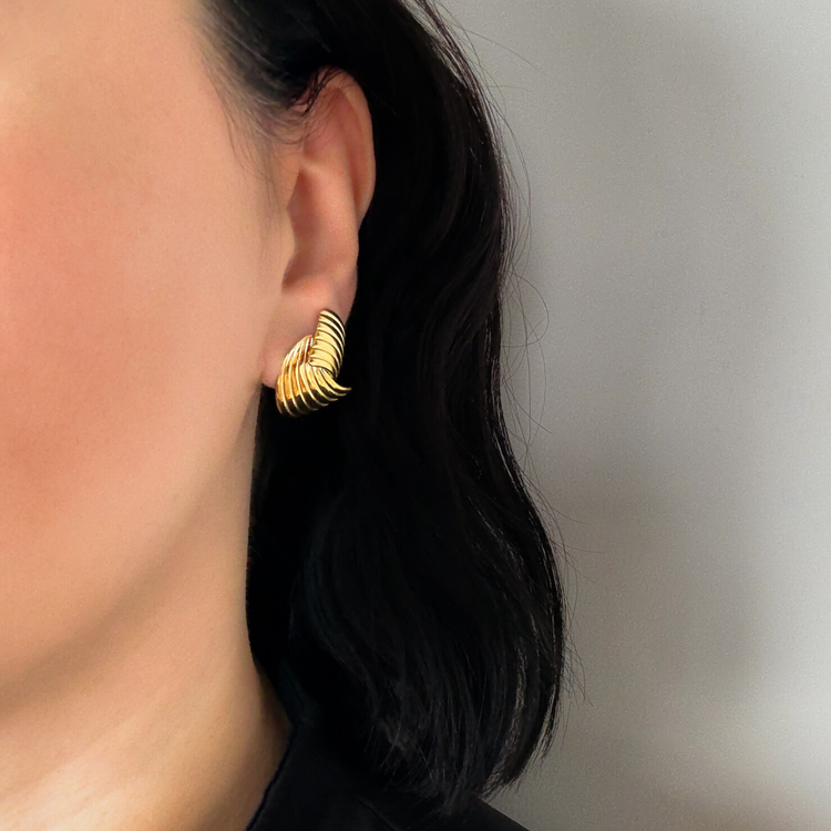 Chunky Love Knot Gold Stud Earrings