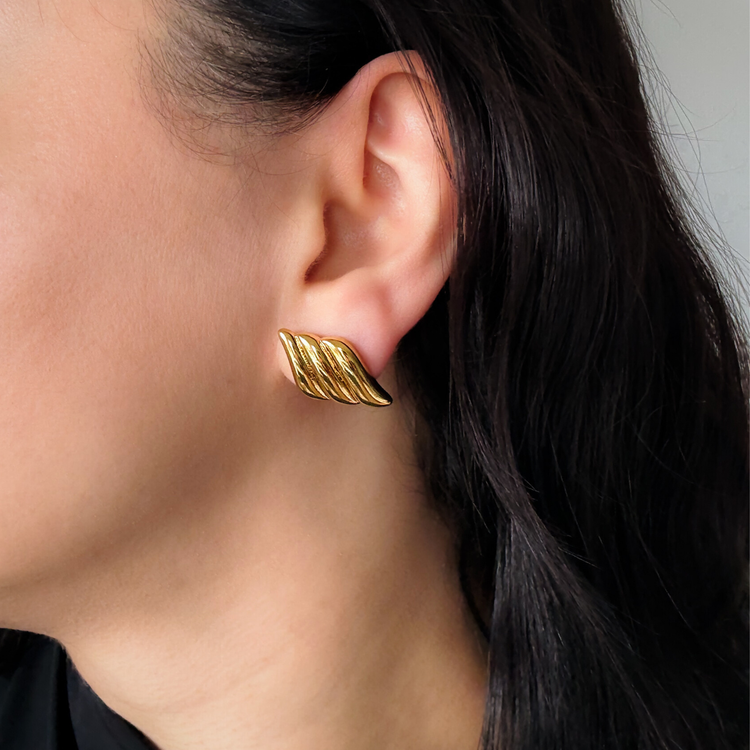 Gold Wave Stud Earrings