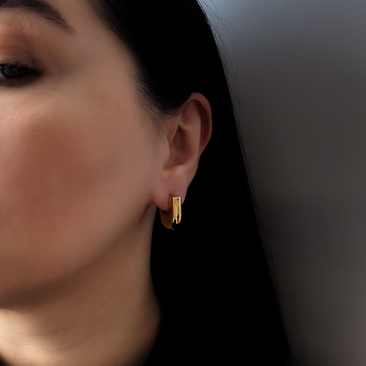 Gold U-Shape Hollow Hoop Earrings
