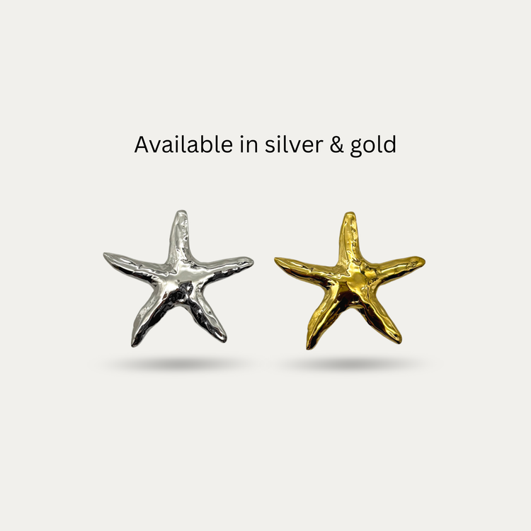 Silver Starfish Brooch Pin
