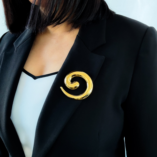 Gold Spiral Brooch Pin