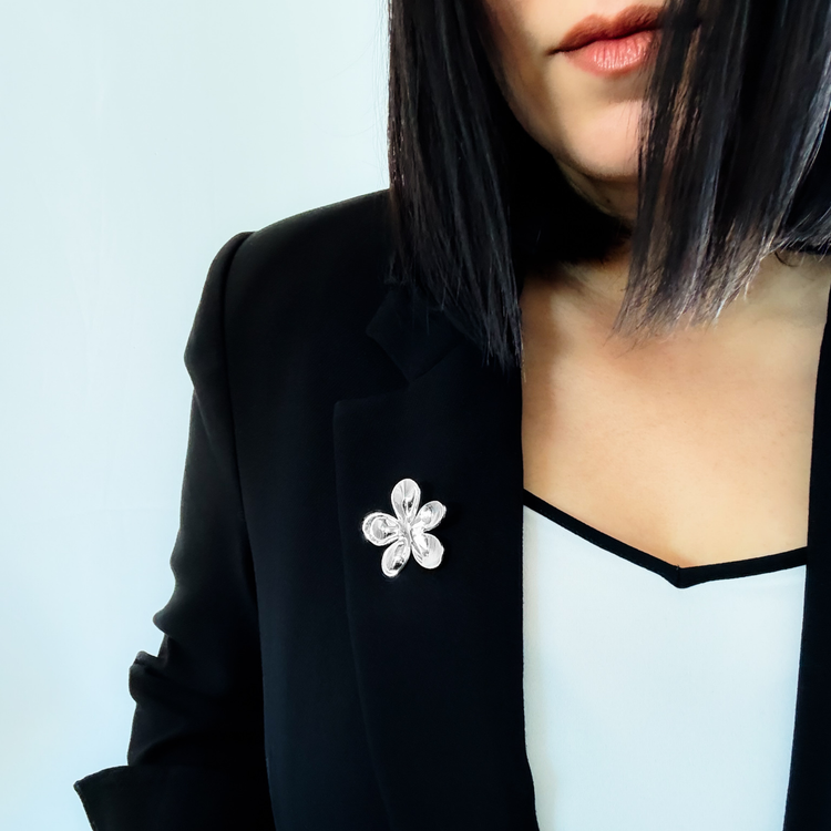 Silver Daisy Brooch Pin