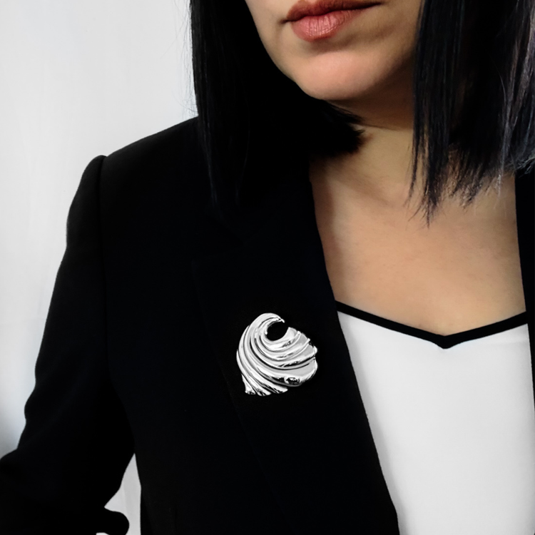 Silver Wave Brooch Pin