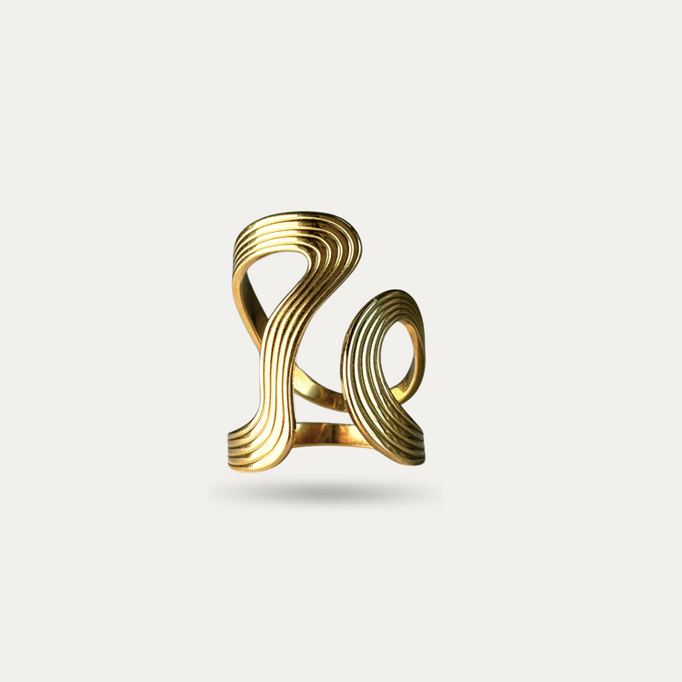 Wide Gold Wave Ring