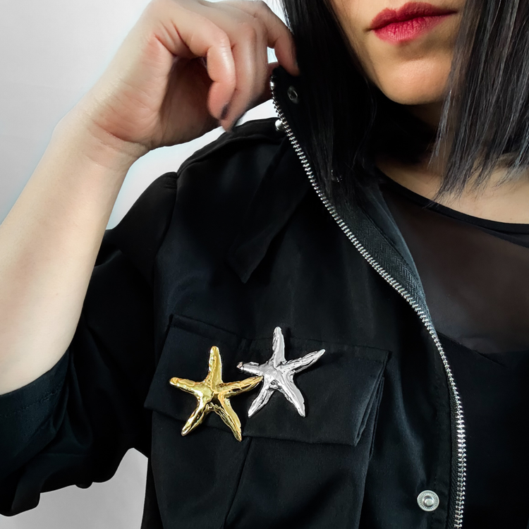Gold Starfish Brooch Pin