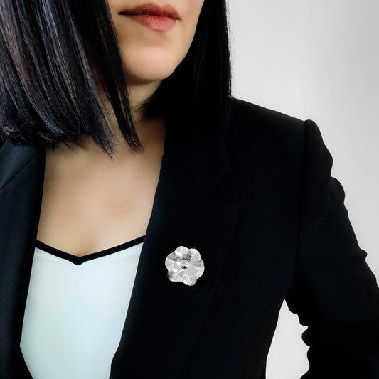 Silver Flower Brooch Pin