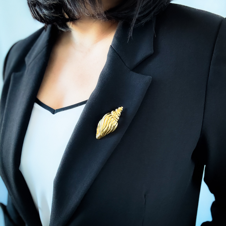 Gold Shell Brooch Pin