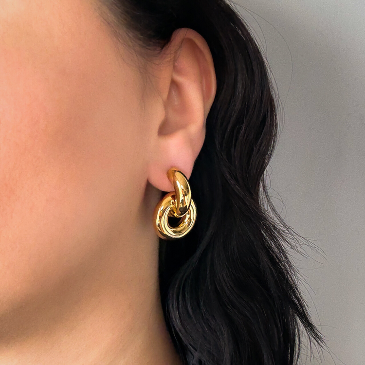Gold Door-Knocker Chunky Stud Earrings