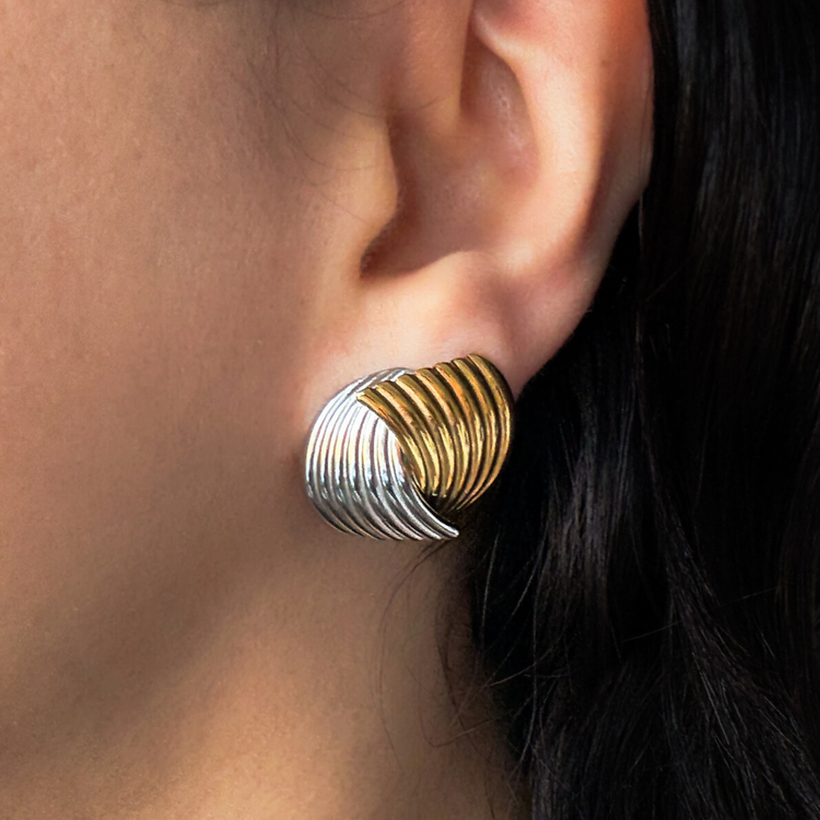 Chunky Love Knot Dual-Tone Stud Earrings