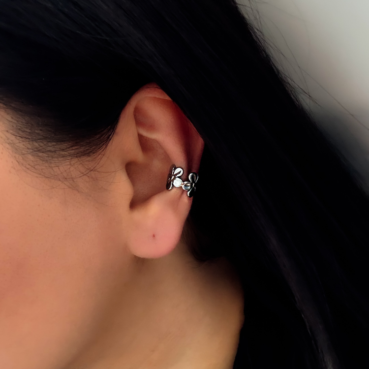 Silver Flower Ear Cuff