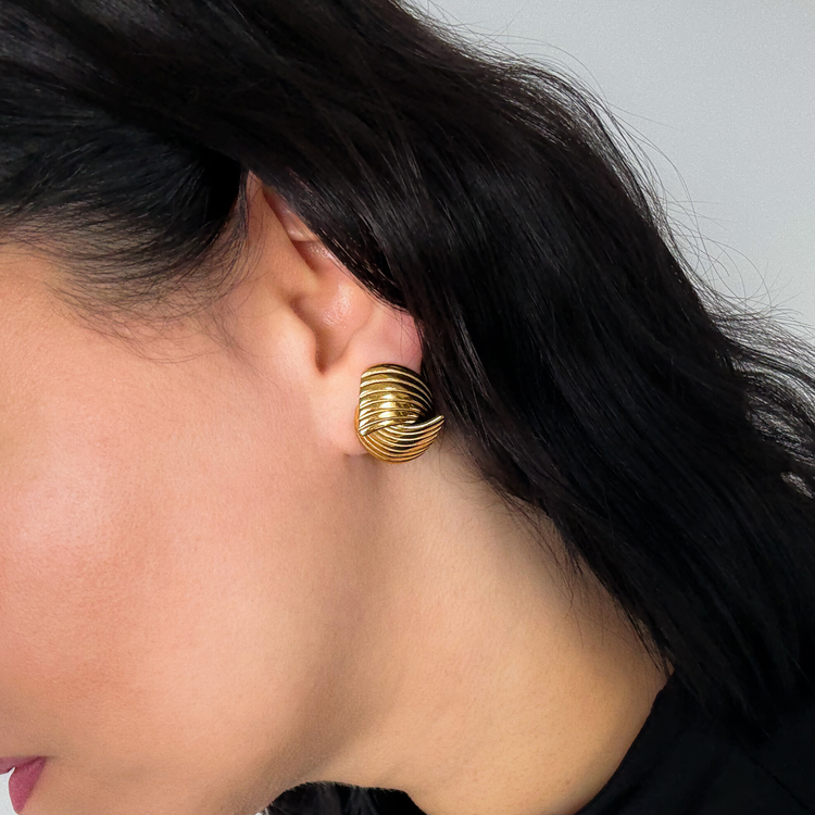 Chunky Love Knot Gold Stud Earrings