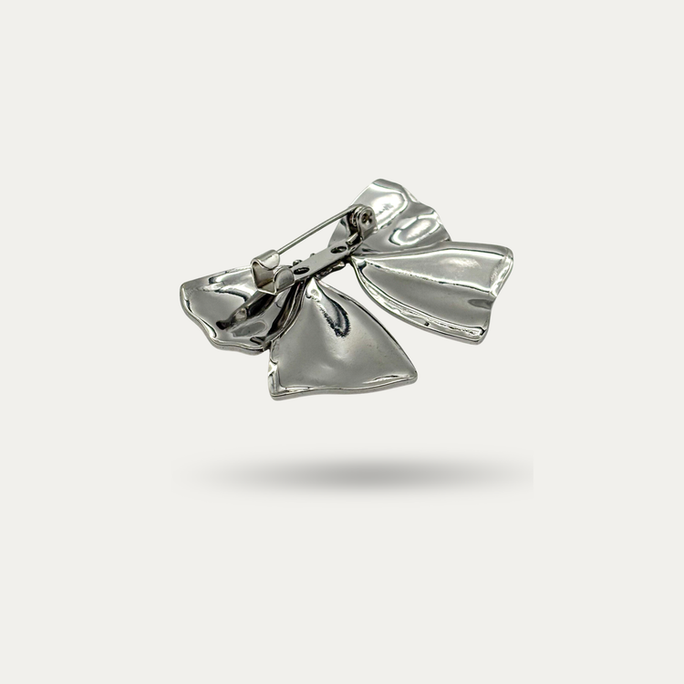Silver Bow Brooch Pin
