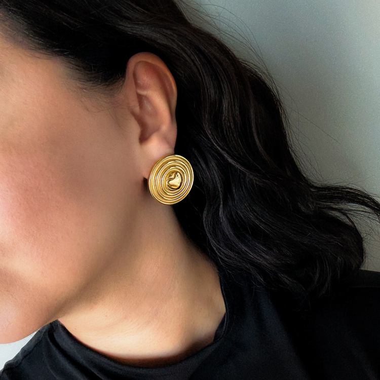Chunky Gold Heart Stud Earrings