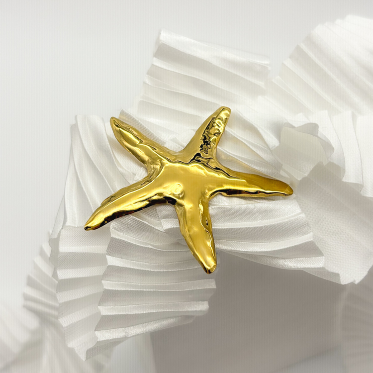 Gold Starfish Brooch Pin