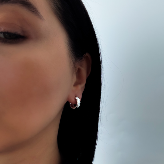 Hammered Silver Huggie Earrings