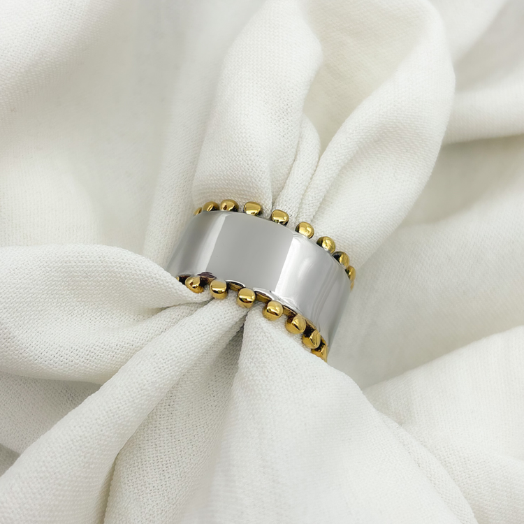 Two-Tone Sculptural Stainless Steel Ring