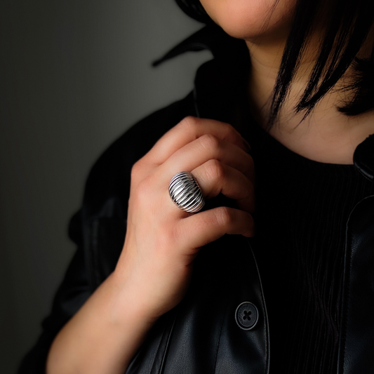 Silver Chunky Ribbed Ring