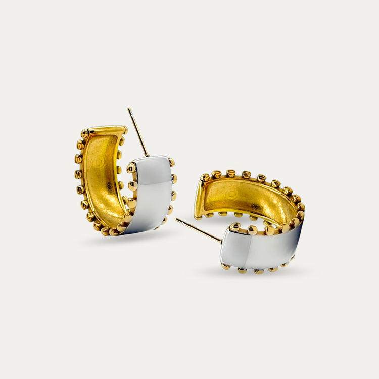 Two-Tone Sculptural Hoop Earrings