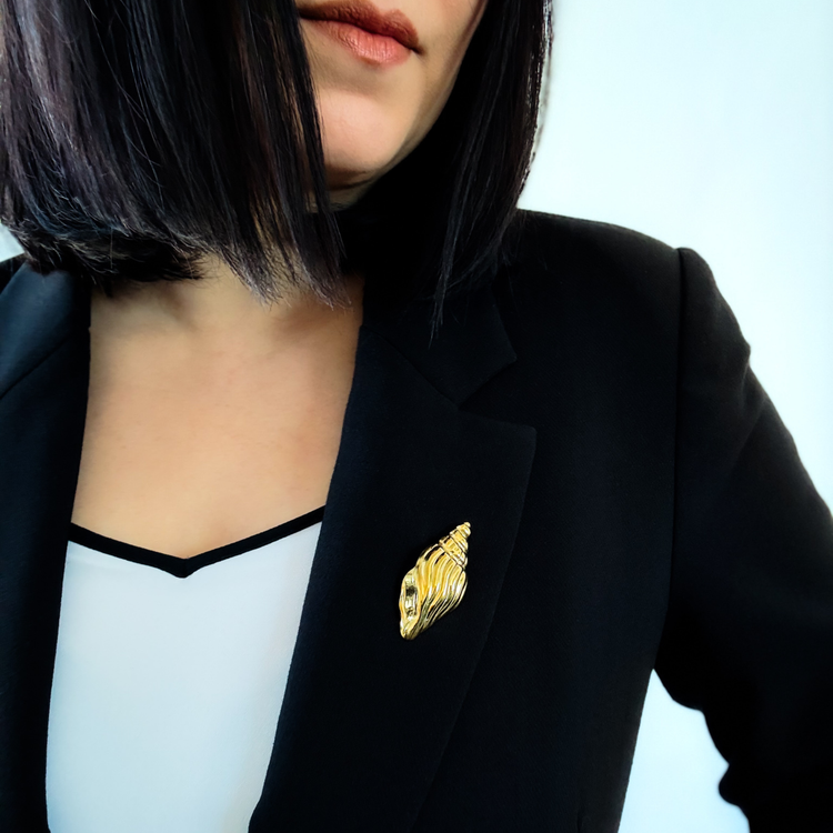 Gold Shell Brooch Pin