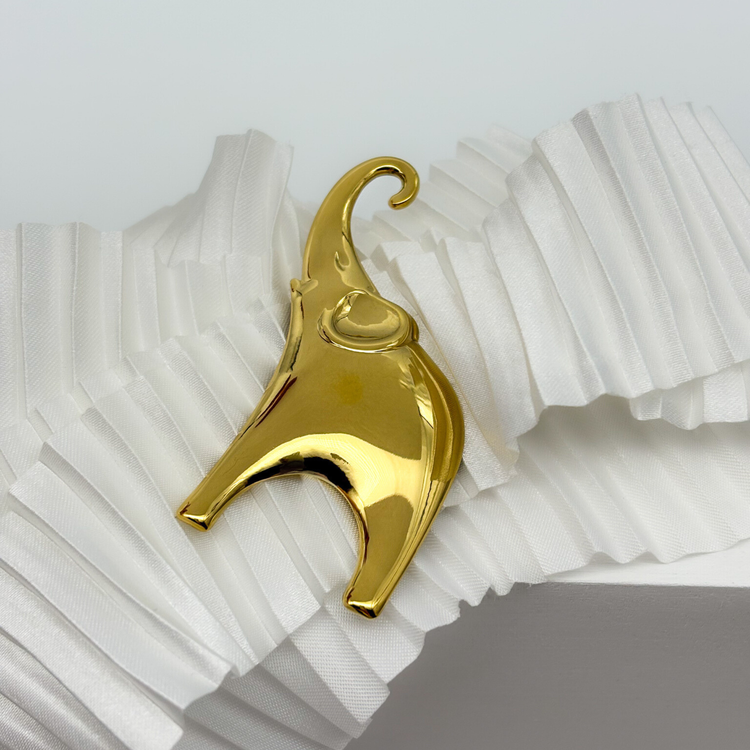 Gold Elephant Brooch Pin