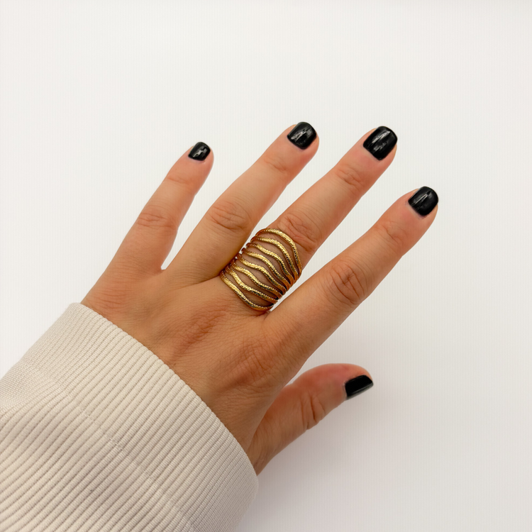 Textured Gold Wavy Ring