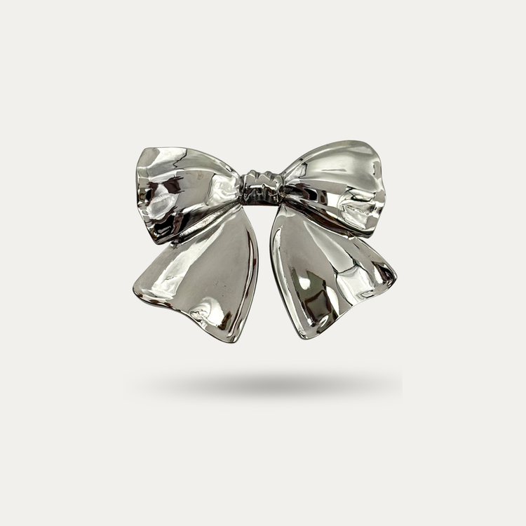 Silver Bow Brooch Pin