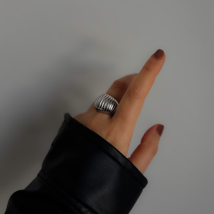 Silver Chunky Ribbed Ring