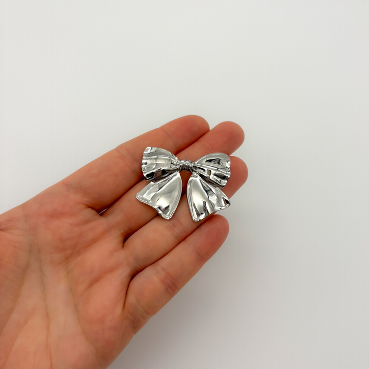 Silver Bow Brooch Pin