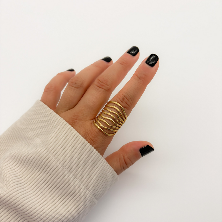 Textured Gold Wavy Ring