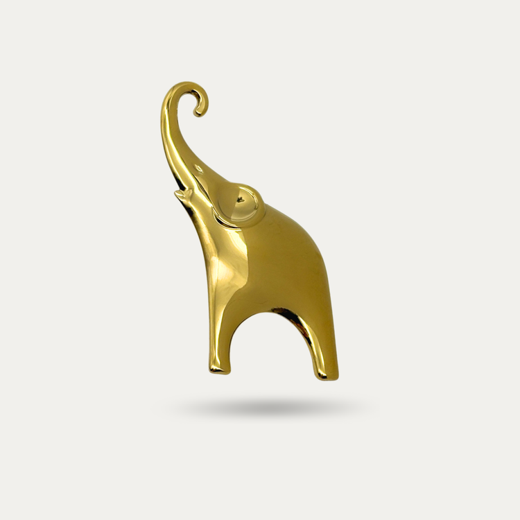 Gold Elephant Brooch Pin