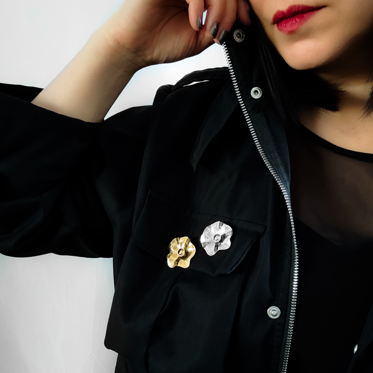 Gold Flower Brooch Pin