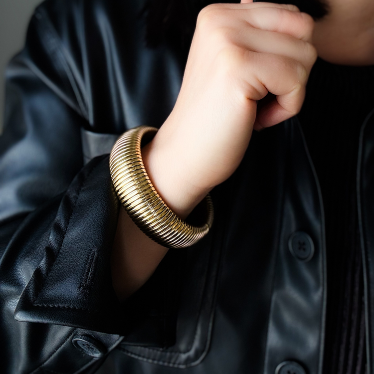18K Gold Plated Ribbed Bracelet