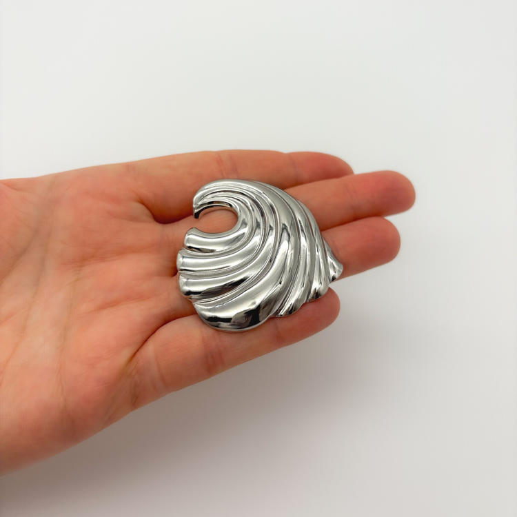 Silver Wave Brooch Pin