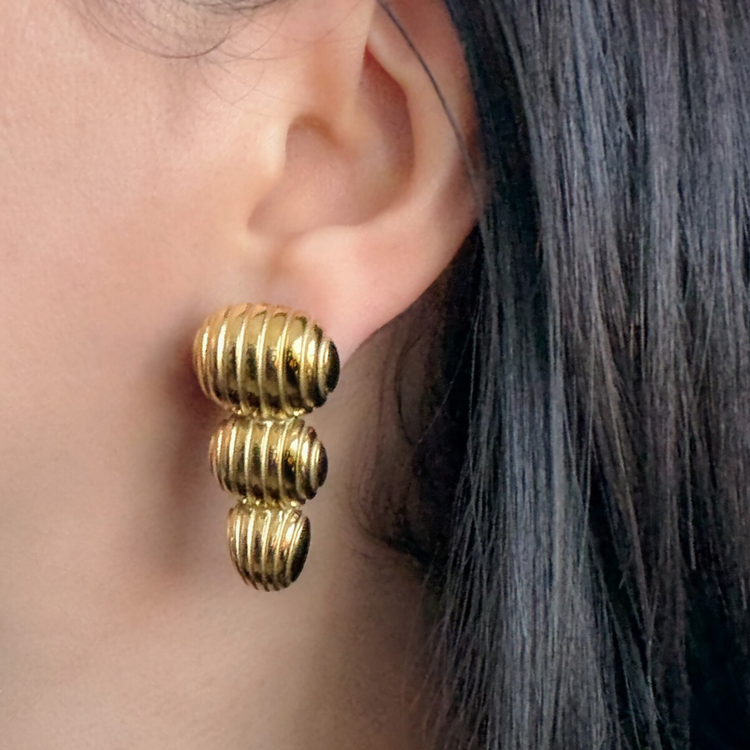 Gold Drop Stud Earrings