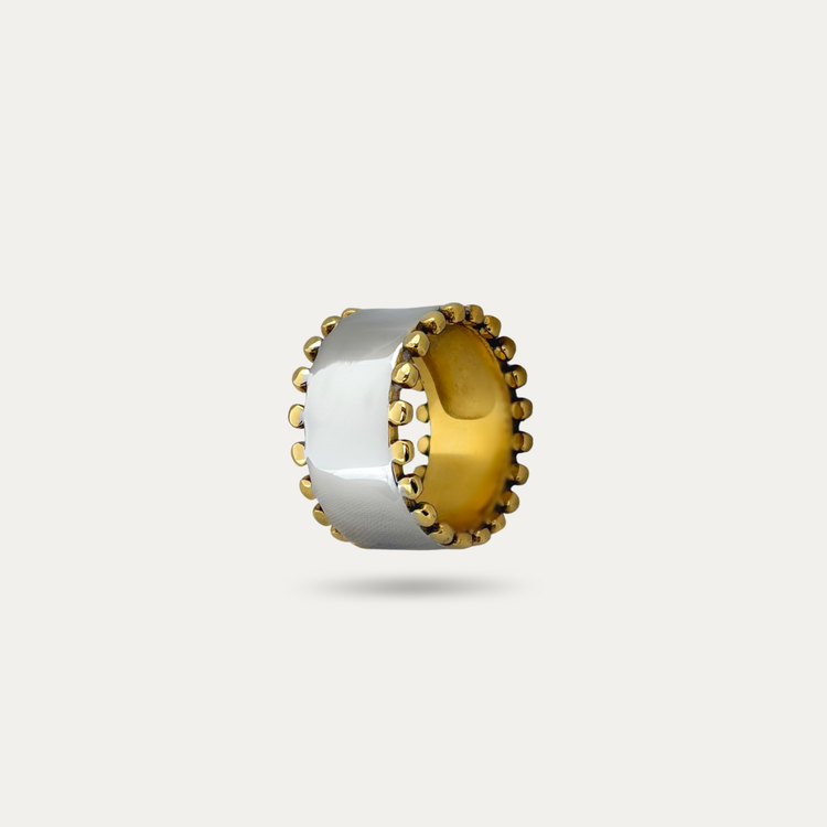 Two-Tone Sculptural Stainless Steel Ring
