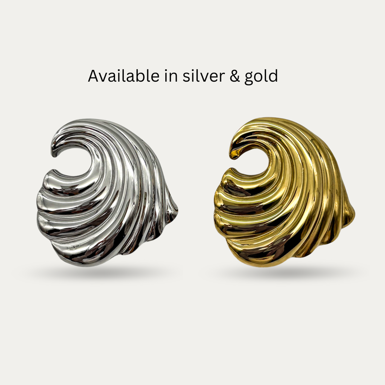 Silver Wave Brooch Pin