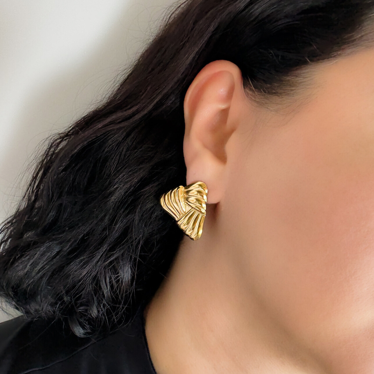 Gold Triangle Chunky Stud Earrings
