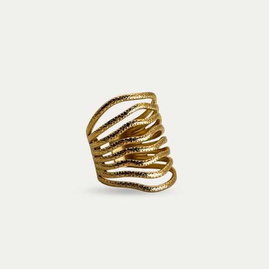 Textured Gold Wavy Ring