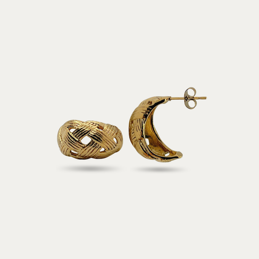 Woven Gold C-Shape Earrings