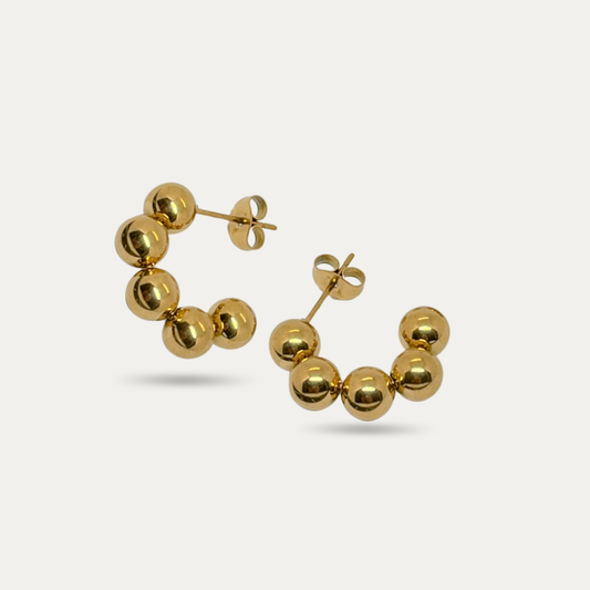 Beaded Gold C-Shape Earrings