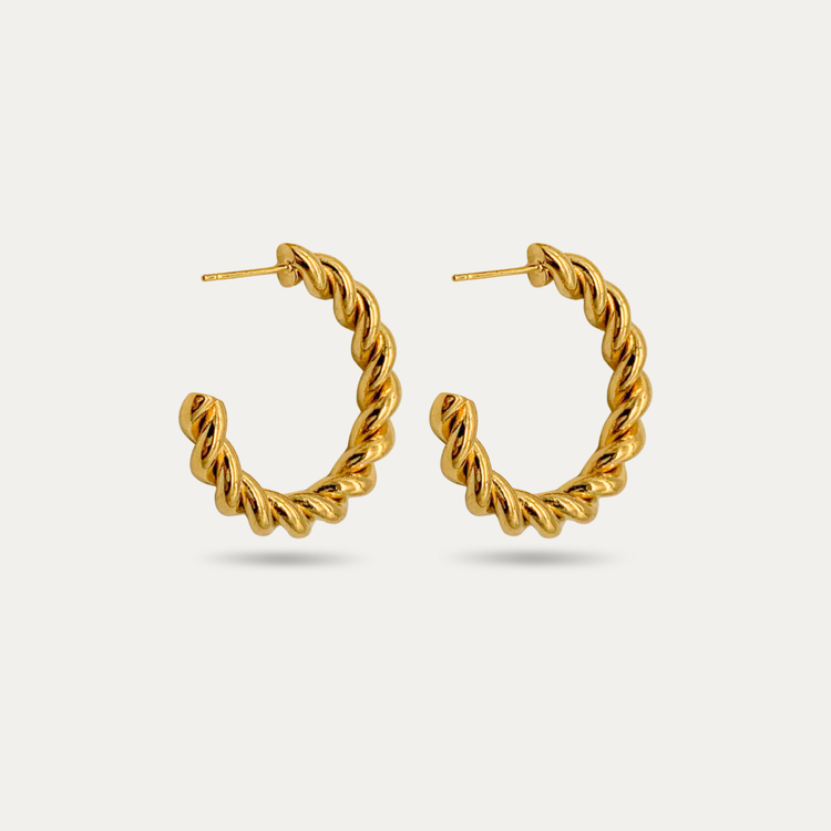 Twisted Gold Hoop Earrings