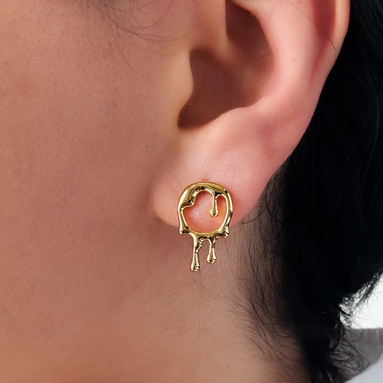 Dainty Drip Gold Stud Earrings