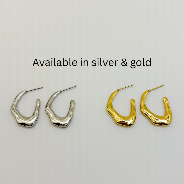 Gold Wave C-Shape Earrings