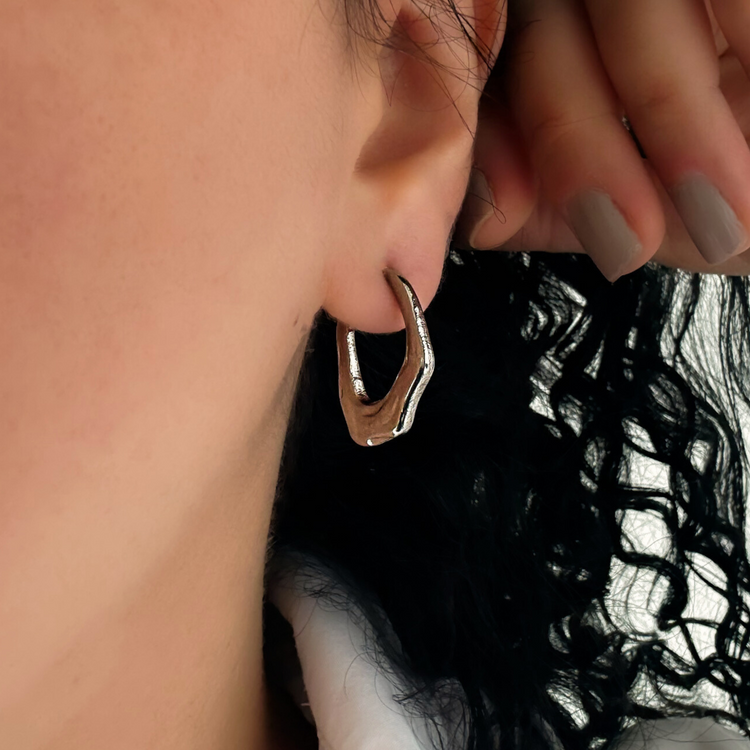 Silver Wave C-Shape Earrings
