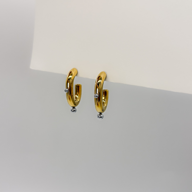 Dual-Tone C-Shape Earrings