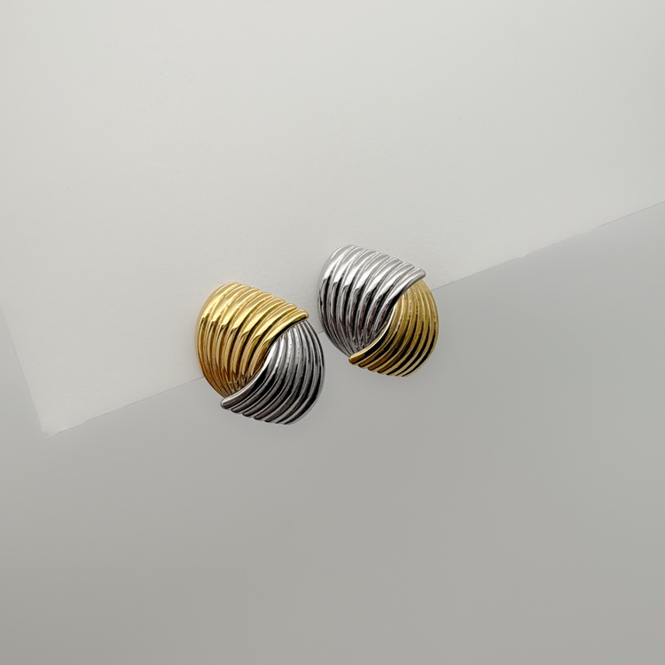 Chunky Love Knot Dual-Tone Stud Earrings