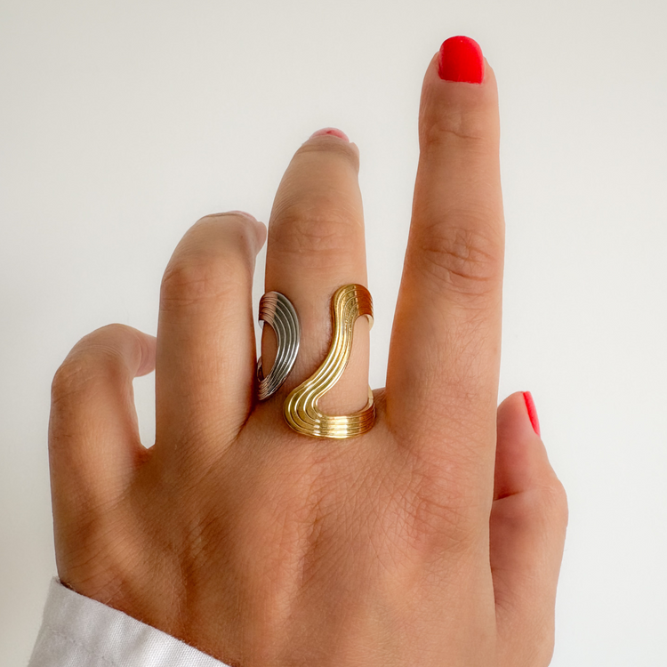DUAL-TONE THICK WAVE RING
