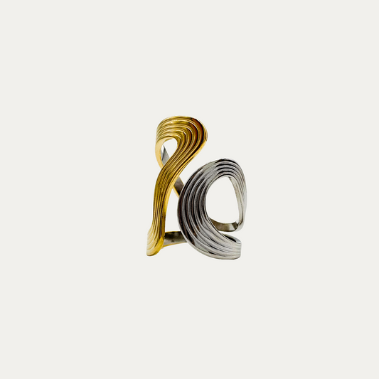 DUAL-TONE THICK WAVE RING