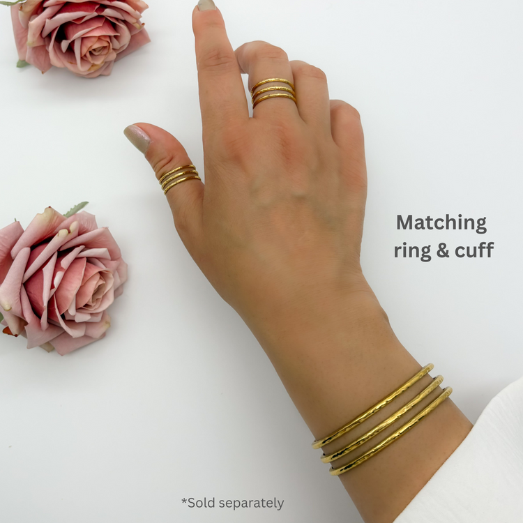 Multi-strand Hammered gold ring